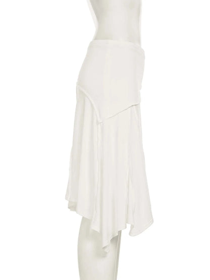 Vacation style temperament irregular European and American fashion spicy girl mid length skirt
