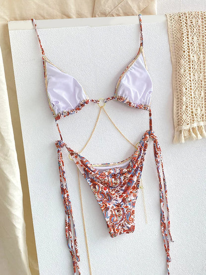Miyouj Pleasted Bikinis Colaless Swimsuit Triangle Bikini Set Women Swimwear Halter Bathing Suits Bandage Beachwear Brazilian