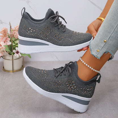 Designer Sneakers Women Shoes New Women Mesh Platform Sneakers High Heels Wedges Thick Bottom Breathable Casual Vulcanize Shoes