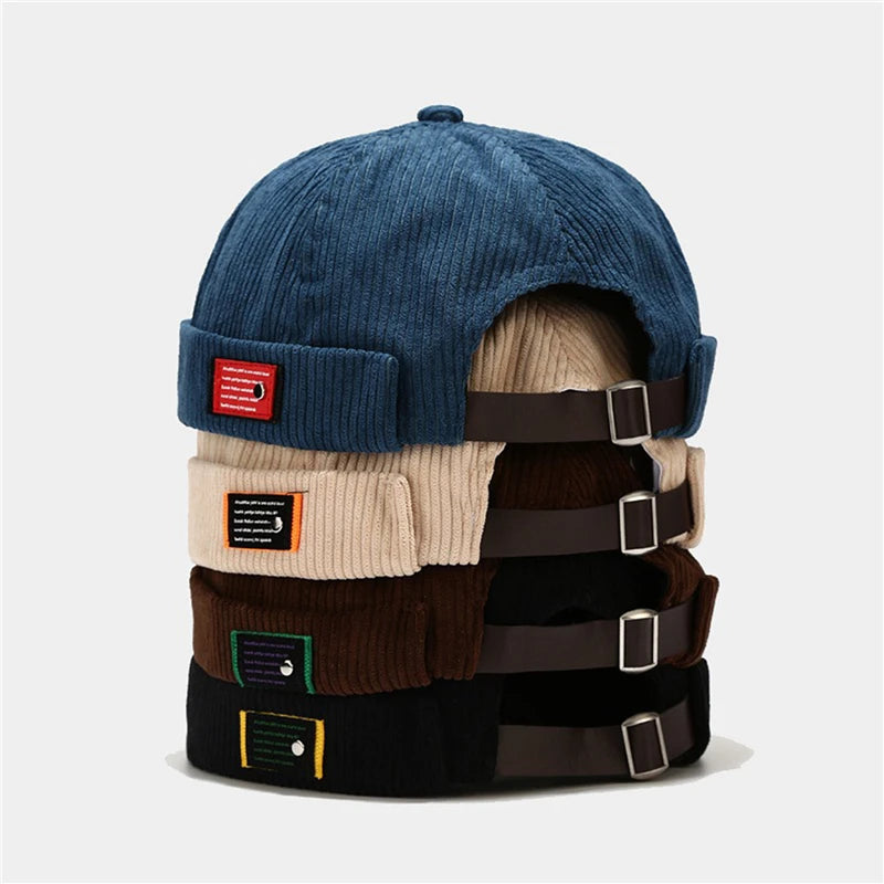 Men Women Brimless Beanie Cap Retro Dome Unisex Skullcap Sailor Cotton Mechanic Trendy Color Elastic Panels Docker Hat