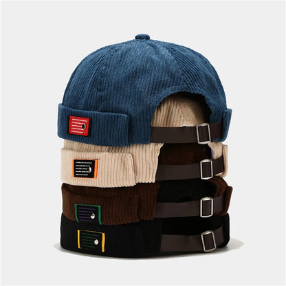 Men Women Brimless Beanie Cap Retro Dome Unisex Skullcap Sailor Cotton Mechanic Trendy Color Elastic Panels Docker Hat